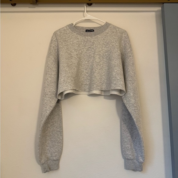 Pretty Little Things Gray Cropped Sweatshirt - Picture 2 of 8